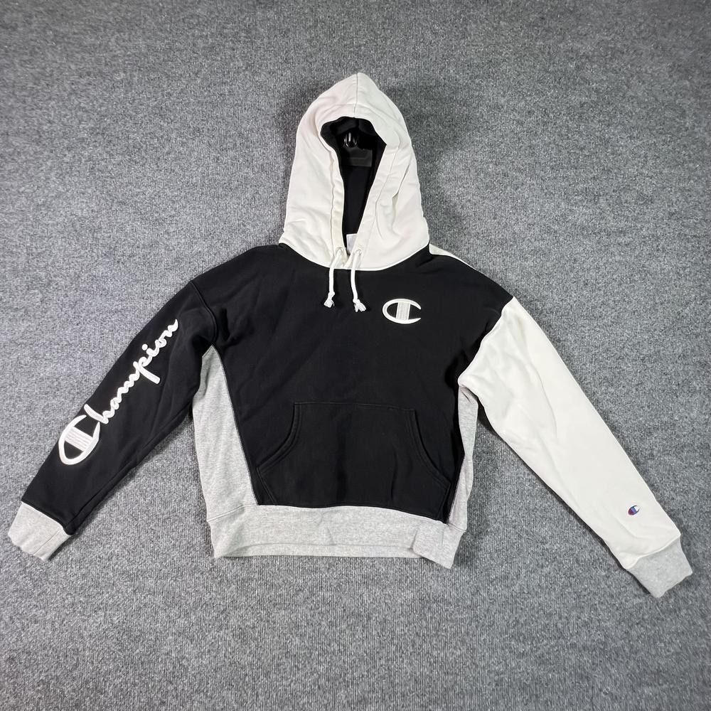 Champion Hoodie Women's L Black Cotton Fleece-Lined Sweatshirt Reverse Weave